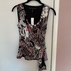 Professional  floral top cinched waist